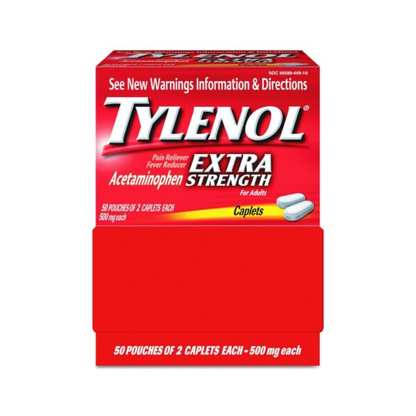 Tylenol 40900 Extra Strength Dispenser Box (50 Pouches of 2 Caplets Each)