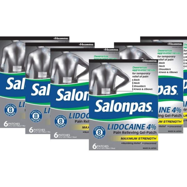 Salonpas LIDOCAINE Pain Relief Gel Patch (2 Packs of 15 Patches) - Maximum Strength Comfort