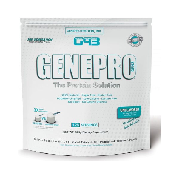 Genepro Unflavored Protein Powder-Isolate Supplement Shake (3rd Generation, 30 Servings)