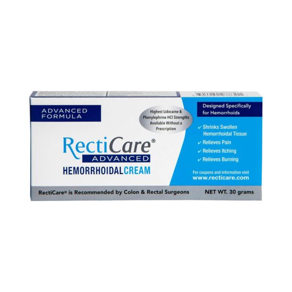 RectiCare Advanced Hemorrhoidal Cream | 30g Hemorrhoidal Cream with Lidocaine