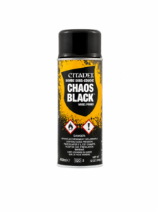 Chaos Black Model Primer Spray Can for Miniature Painting and Warhammer Models