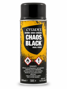 Games Workshop Citadel Bombe Sous-Couche Chaos Black Spray Paint Can for Miniature Priming and Hobby Painting